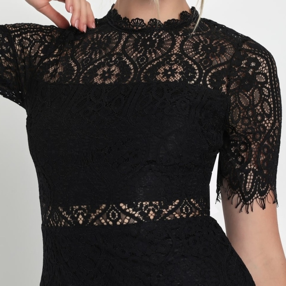 Lulu's Black Lace Midi Dress - Picture 2 of 6